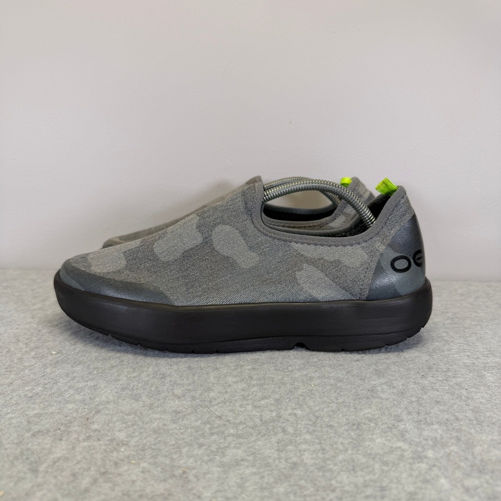 OOFOS OOmg Low Womens Size 10 Grey Black Camo Recovery Slip On Comfort Shoes